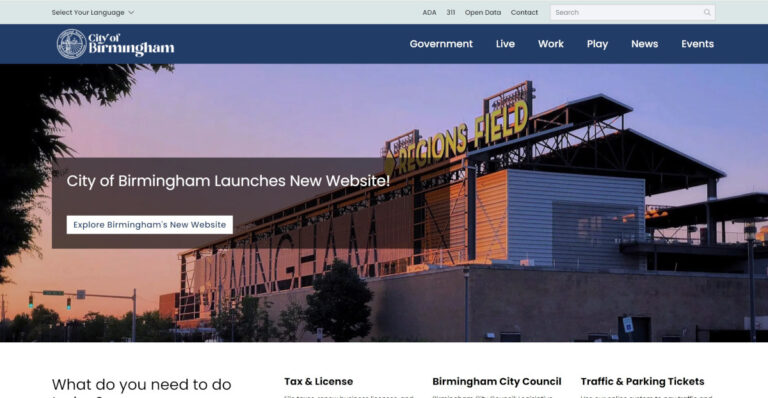 Screenshot of the City of Birmingham's website from Jan. 30, 2025.